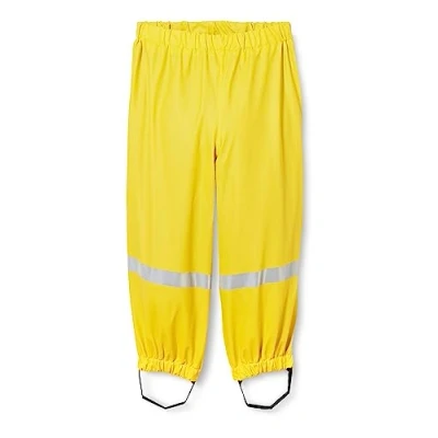 Bild av Playshoes unisex barn lerbyxor, regnhängselbyxor, fleecefoder vind och vattentäta byxor regnkläder, Gula byxor, 86