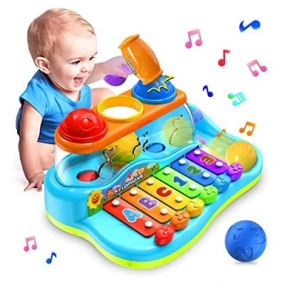 Bild av Yerloa baby Xylofon för 1 åring med bollhammare, musikaliska leksaker 6 12 månader år gammal flicka presenter, barn pedagogiska åriga pojkar flickor, gåvor 2 3 gamla flickor