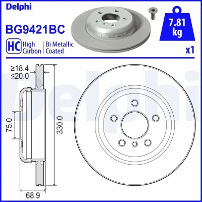 Bild av Bromsskiva DELPHI BG9421BC