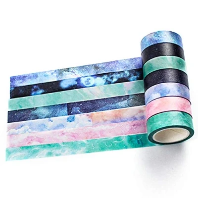 Bild av Yubbaex Washi Tape Pastell Masking Färgglada för gör det självare, dekorativt hantverk, presentförpackning, klippbok