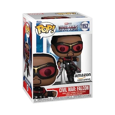 Bild av Funko Pop! Marvel: Civil War Build A Scene Falcon Captain America Exklusiv Amazon samlarobjekt i vinylfigur presentidé officiella produkter fans