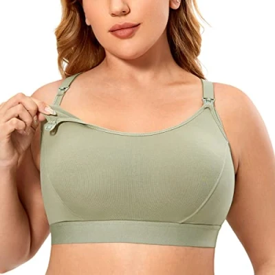 Bild av Gratlin Damer Plus Size Amnings bh Stöd Amningssport Bh:ar Bomull Amning Gravid Olivgrå XL
