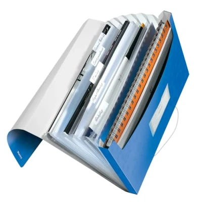 Bild av Leitz WOW Projektmapp, 6 fack, A4, gummiband, blå metallic, 45890036