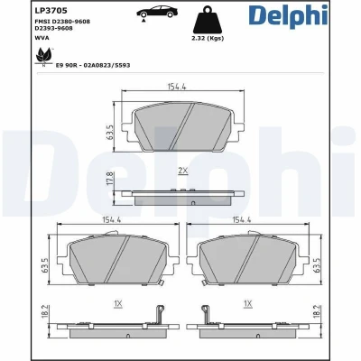 Bild av Bromsbeläggssats, skivbroms DELPHI LP3705