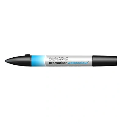 Bild av Winsor &amp; Newton 0201139 akvarellmärkpenna 2 spetsar, pensel och fin spets, ljusäkta, högpigmenterade akvarellfärger för kalligrafi, teckningar koelblå färgton