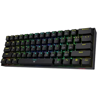Bild av Redragon K630 Dragonborn 60 % trådbundet RGB speltangentbord, 61 tangenter kompakt mekaniskt tangentbord med linjär röd brytare, pro drivrutinsstöd, svart