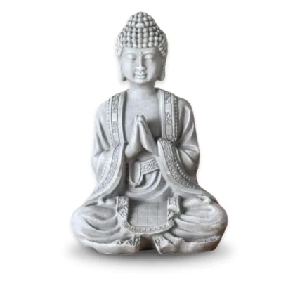 Bild av Buddha Staty Meditation 2 Zen och Feng Shui dekorationstatue ger en lugnande avkopplande atmosfär till ditt hem lyckobringare, staty, färg grå höjd: 12 cm Zen&#039;Light
