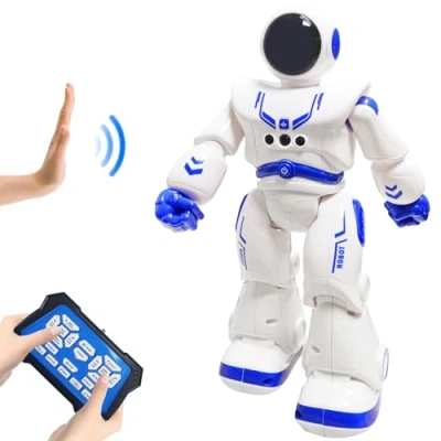 Bild av HUSAN RC Barnrobotar, Interaktiv Intelligent Robot Programmerbar Infraröd Kontroll Sång Dans Gest Känsla Barnleksaker (Blå )