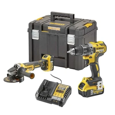 Bild av Dewalt DCK2020P2T QW 18V XR Carbonless Combi set with drill angle grinder 2x5Ah batteries charger and TSTAK