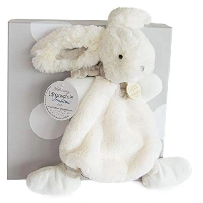 Bild av Doudou et Compagnie Candy Rabbit Presentlåda Mullvadsgrå 26 cm mjuk flicka och pojke födelse presentidé garanti för förlorade mjukisdjur DC2123