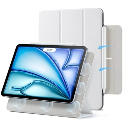 Bild av ESR Magnetiskt iPad fodral för Air 11 tum (2024) M2, 6:e generationen/Air 5:e generationen 2022/Air 4:e 2020, smalt trippelstativ fodral, stöder penna Pro/USB C, automatisk
