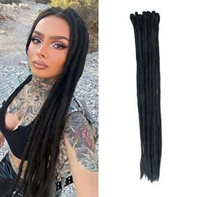 Bild av Dreadlocks förlängningsfläta, hårförlängning, syntetiskt fläta, 12 trådar 24 tum, syntetiska för män/kvinnor, full Hippie hårförlängning