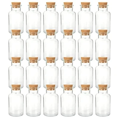 Bild av Schramm® Kryddburkar 300 ml runda valbara 6, 12 eller 24 stycken 14 x 6,8 cm med korkförslutning inkl. etiketter olika antal Förvaringsburkar, Storlek:24 Stück