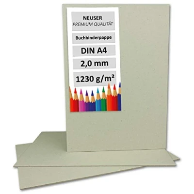 Bild av 10 stycken bokbindningspapper DIN A4 tjocklek 2,0 mm (0,20 cm) grammage: 1230 g/m² format: 29,7 x 21 cm färg: grå brun