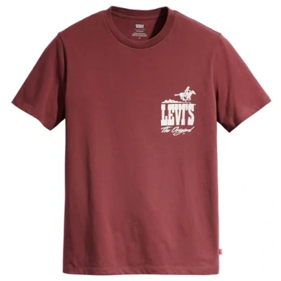 Bild av Levi&#039;s Graphic Crewneck TEE Tshirt med print, Storlek: Small, Western logo red mahogany