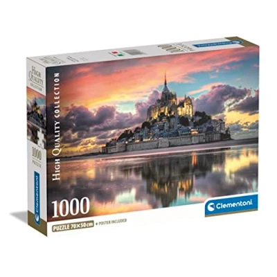 Bild av Clementoni Pussel 1000 bitar Konst för Vuxna och Pojkar, Collection, Tema Le Magnifique Mont Saint Michel, Presentidé Män Kvinnor, Tillverkad i Italien, 70x50cm, 39769