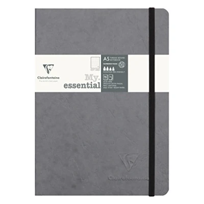 Bild av Clairefontaine 793435C Anteckningsbok AgeBag My Essentials, DIN A5, 14,8 x 21 cm, 96 ark, rutat, numrerat, 90 g, 1 styck, grå