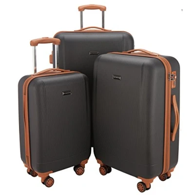 Bild av HUVUDSTADT Resväska badkarsjö handbagage hårt skal vagn rullväska resväska, svart, 3er Set, set
