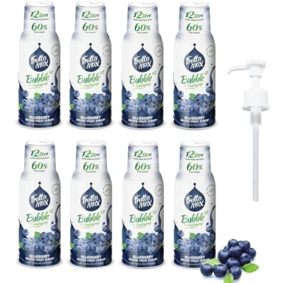 Bild av 8 pack FruttaMax Fruktsirapskoncentrat Mindre socker med 60% fruktinnehåll lämplig för läskmaskin (8 x 500 ml) Blåbär)