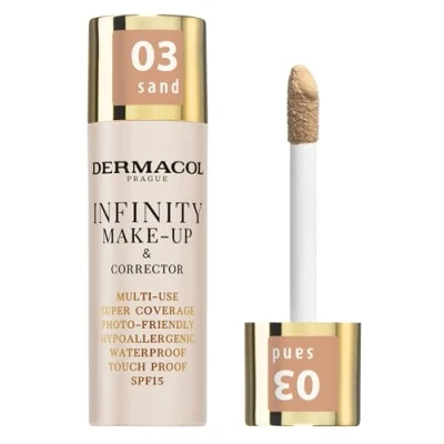 Bild av Dermacol Infinity Make up och concealer, multi purpose, supertäckning, fotovänlig, allergivänlig, vattentät, beröringssäker, icke ockluderad, SPF 15, nej. 3