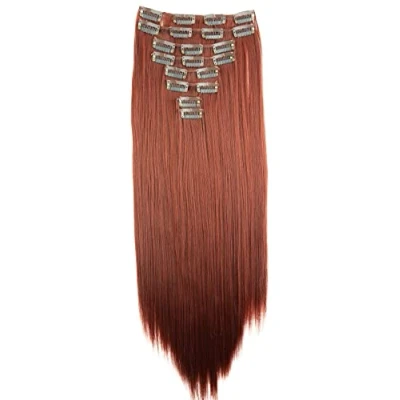 Bild av CAISHA XXL 50cm 8 delar set CLIP IN EXTENSIONS Hårförlängning Hårstycke Rak Rödbrun CES114