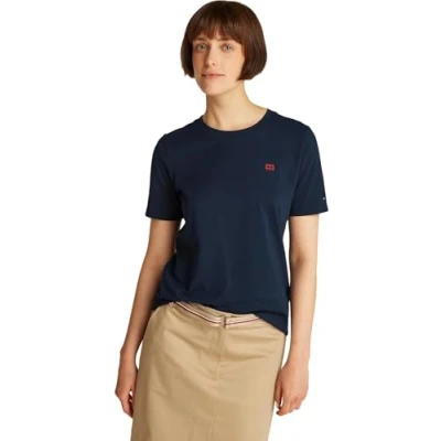 Bild av Tommy Hilfiger Contrast FLAG TEE Tshirt bas, Storlek: XS, Dark night navy