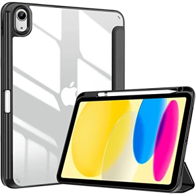 Bild av ProCase Fodral för iPad 10. Generation 2022, 10,9 tum med pennhållare, stötsäkert smart fodral, skydd transparent baksidesskal, skyddsfodral, kompatibelt 10:e generationen svart