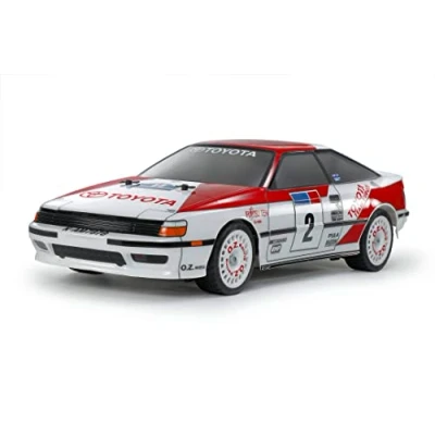 Bild av Tamiya 58718 1:10 RC Toyota Celica GT Four TT 02 fjärrstyrd bil, fordon, modelltillverkning, byggsats för montering, hobby, hantverk, vit/praktfull trädgård