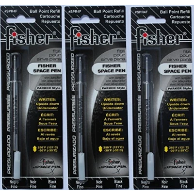 Bild av Fisher Space Pen 3 trycksatta patroner svart bläck fin spets #SPR4F