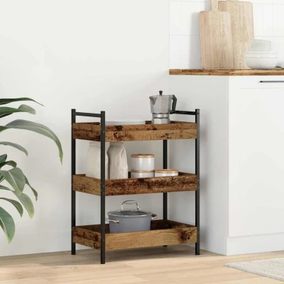 Bild av vidaXL Köksvagn svart konstruerad träbarvagn med hjul 50 x 30 70 cm matvagn för matförvaring/förberedelse