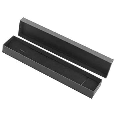 Bild av 1 st smyckespresentask, svart långt halsbandslåda kraftpapper smyckeskrin halsband örhängen kedja smycken alla hjärtans dag presentförpackning (4,3 x 21,3 2,3 cm)