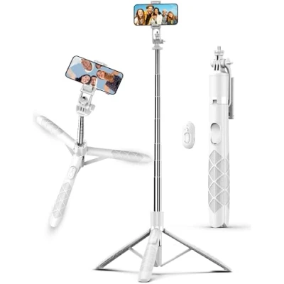 Bild av 180CM Selfie Stick Tripod, expanderbart allt i ett mobiltelefonstativ med trådlös fjärrkontroll, 360 rotation mobiltelefonhållare kompatibel Gopro/iPhone 15 14 13 12/Samsung/Xiaomi/Huawei