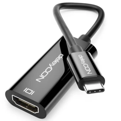 Bild av deleyCON 15cm USB C till HDMI Adapterkabel Kort 4K@60Hz (1080P 2K@165Hz 144Hz 120Hz 60Hz) HDR Thunderbolt 3/4 Omvandlare Kompatibel med iPhone iPad MacBook Tablet Laptop Mobiltelefon Monitor