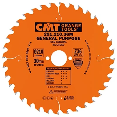 Bild av CMT Orange Tools cirkelsågblad HW 210 x 2,8/1,8 30 Z=36 15 ATB 291,210,36 m för längsgående och tvärsnitt