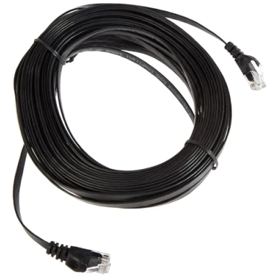 Bild av PremiumCord platt nätverkskabel, Ethernet, LAN och patchkabel Cat6, UTP, snabb flexibel robust RJ45 kabel 1 Gbit/S, AWG30/7, kopparkabel 100% Cu, svart, 15 m