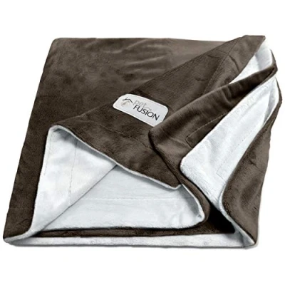 Bild av PetFusion Premium husdjursfilt, flera storlekar för hundar och katter [vändbar mikroplysch] 100% mjuk polyester, brun, stor (PF PB1B)