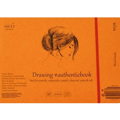 Bild av SMLT 5MIXB 18ST autentisk linje 245 x 176 mm sytt skissblock Autenticbook, 200 gsm blandat mediapapper, 18 ark