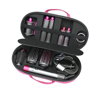 Bild av RLSOCO Fodral för Dyson Airwrap/Ny Airwrap Multi Styler Complete/Complete Long HS05 HS01 HS08 Passar 4st långa pipor eller korta Rosa (endast fodral, hårstyler ingår ej)