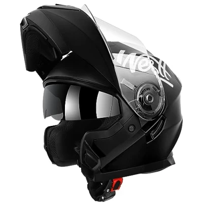 Bild av WESTT Torque X I motorcykelhjälm med flip up hjälm stöttålig fullfjädrad för män och kvinnor skoterhjälm ECE certifierad Vit XL (61cm)