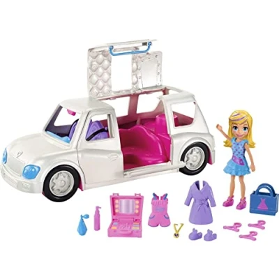 Bild av Polly Pocket Limousine, Playset Docka och Tillbehör, Leksak för flickor 4+ år, GDM19