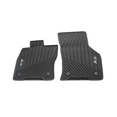 Bild av Audi 8Y1061501041 gummi golvmattor alla vädermattor 2 x gummimattor fram, med A3 tryck, inte för mild hybrid/eTFSI, svart