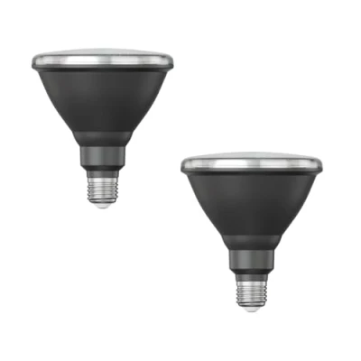 Bild av ledscom.de 2 x E27 LED lampa, PAR38 kort hals, varmvit (2700 K), 15,9 W, 1279lm, 43, reflektorspegel (silver)