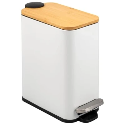 Bild av Bremermann Soptunna med bambulock, badrums papperskorg mjukstängning, 5 l (acier inoxydable)