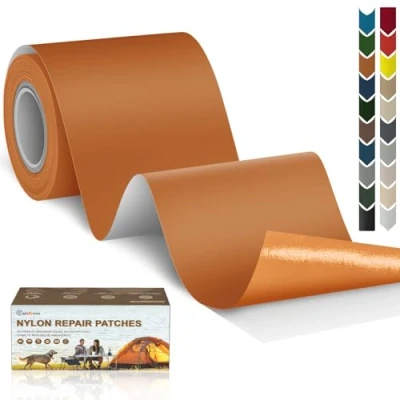 Bild av Cahomo självhäftande nylonlappar, 7,6 x 200 cm, vattentäta reparationslappar i nylon för jackor, tält, paraplyer, ljusbrun