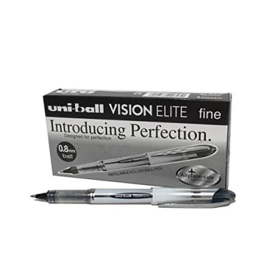 Bild av uni ball UB200 Vision Elite kulspetspenna 0,8 mm spets 0,6 linje svart ref 9007000 [paket med 12]