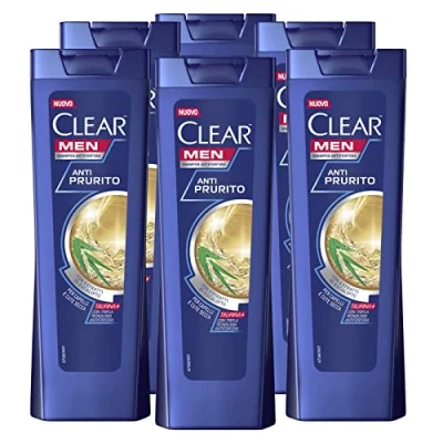 Bild av 6 x Clear herr anti kliande mjällschampo med extrakt av eukalyptus lugnar huden och donera lättnad flaskor på 225 ml