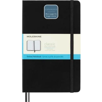 Bild av Moleskine Classic Expanded Dotted Paper Notebook Hard Cover and Elastic Closure Journal Color Black Size Large 13 x 21 A5 400 Pages