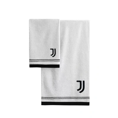 Bild av Juventus Handdukar Badrum, Set med 2 Badhanddukar, Ansiktshandduk, Bidé Handduk, Officiell produkt, 100% bomull, delat set, Vit Svart
