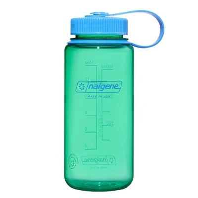 Bild av Nalgene vattenflaska lättviktig hållbar tritan BPA fri okrossbar flaska för backpacking, vandring, gym, 473 g, bred mun, pastellgrön