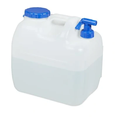 Bild av Relaxdays Vattenbehållare med kran, skruvlock bred hals, dricksvattenbehållare camping, 23 l, plast, BPA fri, vit